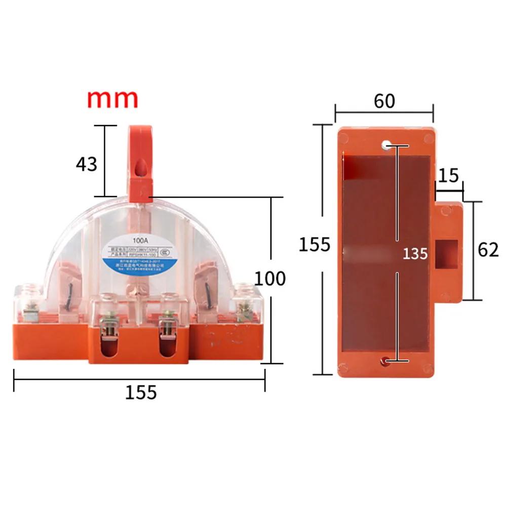 2 Pole Double Throw Knife Disconnect Switch Semicircular Breaker 32A DPDT Cutter Safety Disconnect Switch Durable Dropshipping