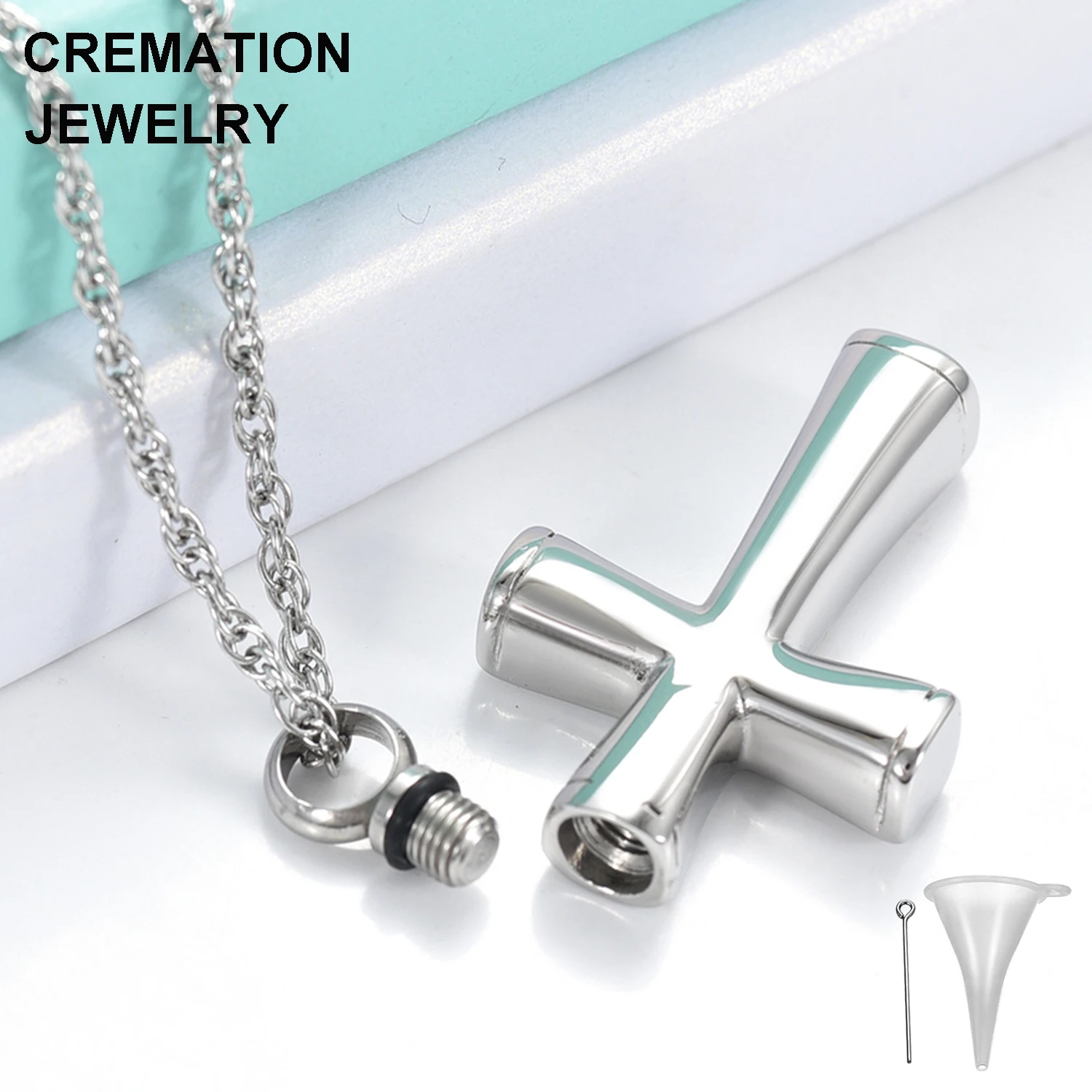 Wholesale Black Cross Shape Urn Necklace For Ashes Lord Prayer Keepsake Jewelry Stainless Steel Religion Cross Cremation Pendant