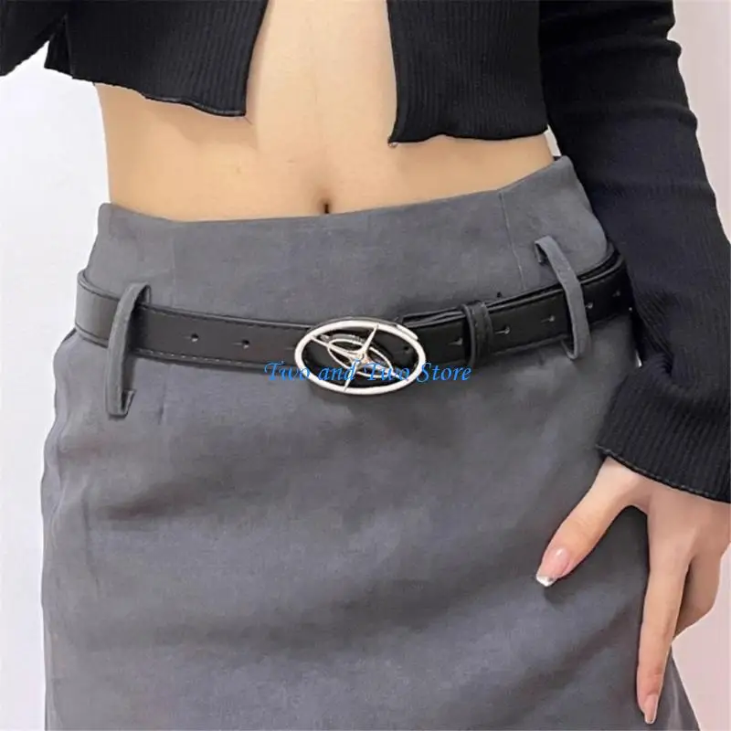 

HX6F Waist Belt PU Skinny Belts for Casual Wear Decorative Star Skinny Belt