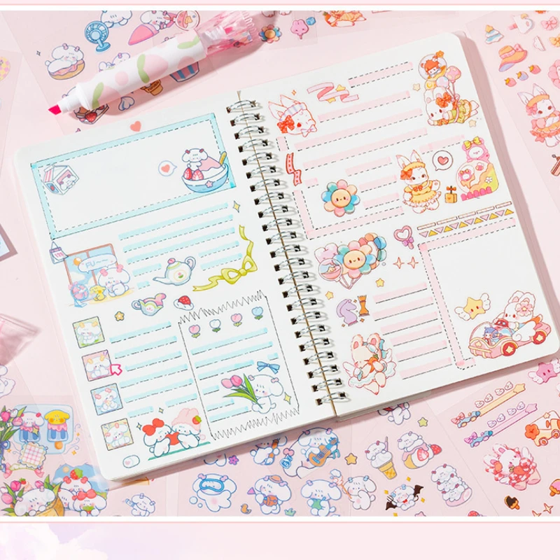 6pcs/ packet Cute cartoon Transparent waterproof stickers be available for Water bottles, cell phones, scrapbooks and suitcases