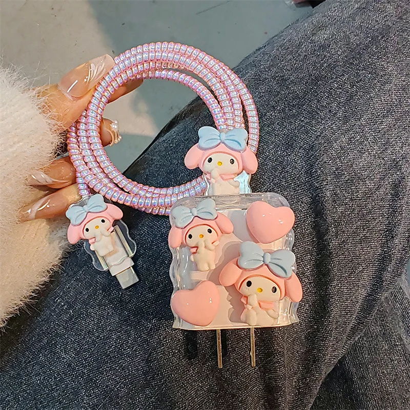 hellokitty Cable Charger Protector Cover Melody KT Cat for Apple 15 Mobile Phone Data Cable Protective Case IPhone13 14