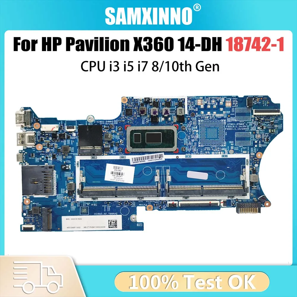 

Laptop Motherboard For HP Pavilion X360 14-DH L51138-601 L51138-001 Notebook Mainboard CPU i3 i5 i7 8 10th Gen 18742-1