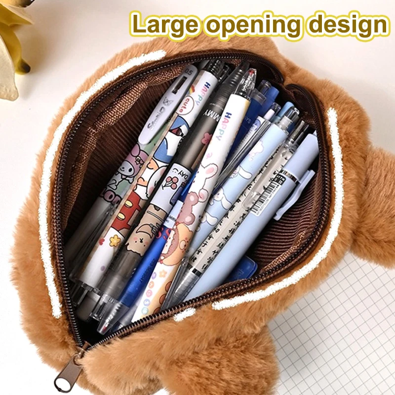 Imagem -03 - Capivara Plush Pencil Case Bolsa Cosmético Bonito Guiné Pig Pen Pouch Bolsa de Lápis de Grande Capacidade Material Escolar Papelaria