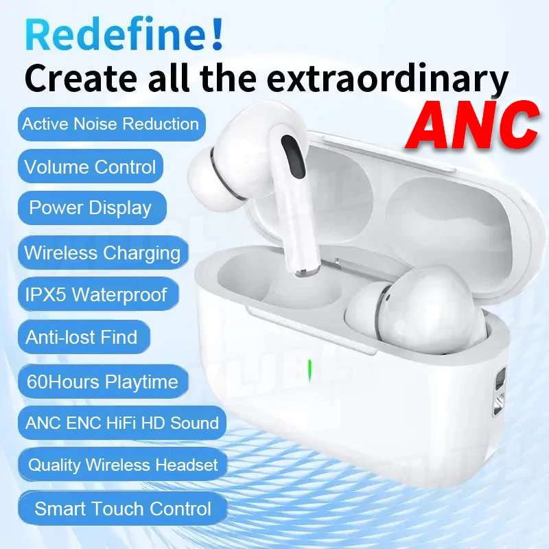 New ANC Pods Bluetooth Earphone Wireless Headsets Active Noise Cancelling Sports Earbuds Gaming Music  Heaphone for xiaomi