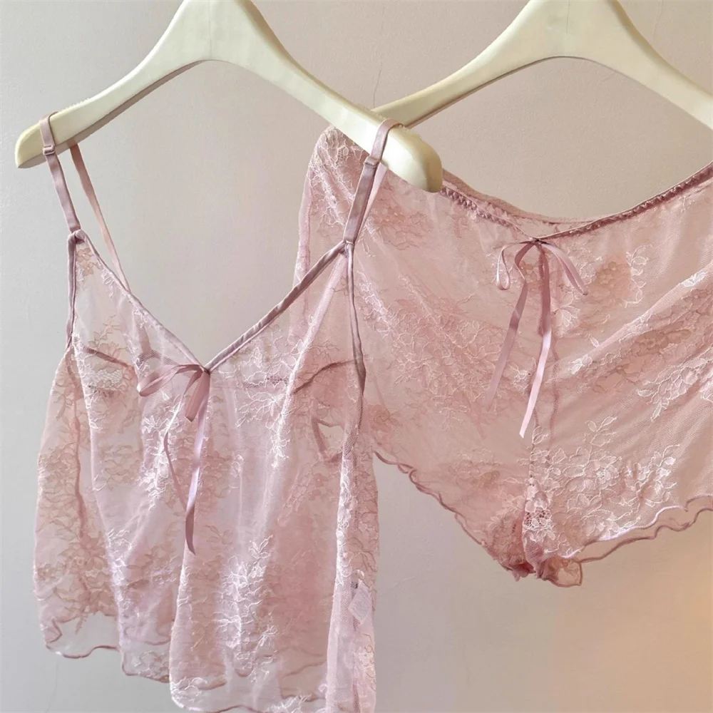 

Женская пижама с подтяжками, шорты для женщин, пижамный комплект, кружевное шелковое нижнее белье, пижамный комплект с шортами, розовая кружевная пижама