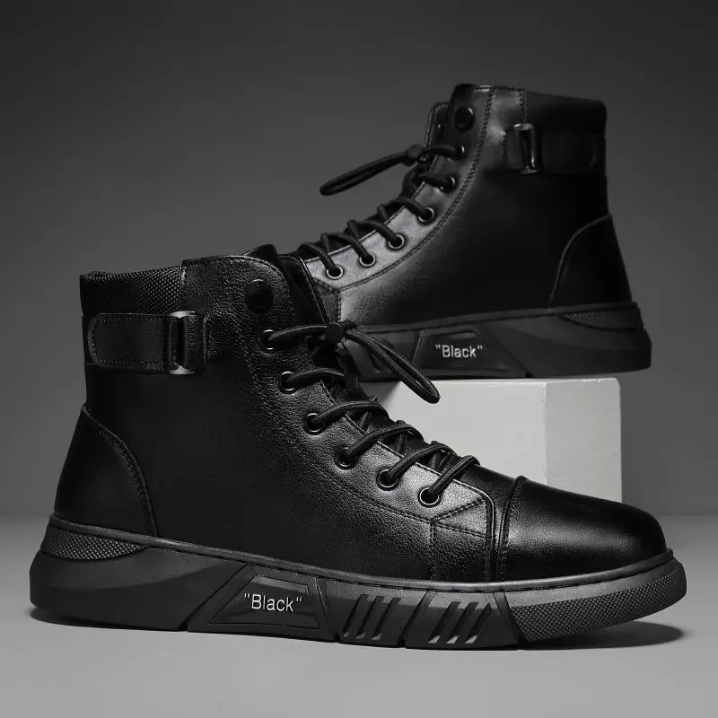 Men's Lightweight High Top Boots Slip-Resistant Soft Sole Comfort Casual Shoes for Autumn Daily Walking Motorcycle Rider Boots