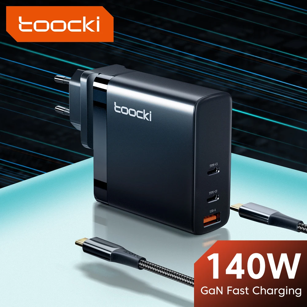 Toocki 140W GaN Charger USB Type C PD3.1 QC 4.0 Fast Charge For MacBook iPad Pro iPhone 14 13 Samsung Xiaomi Poco Phone Charger