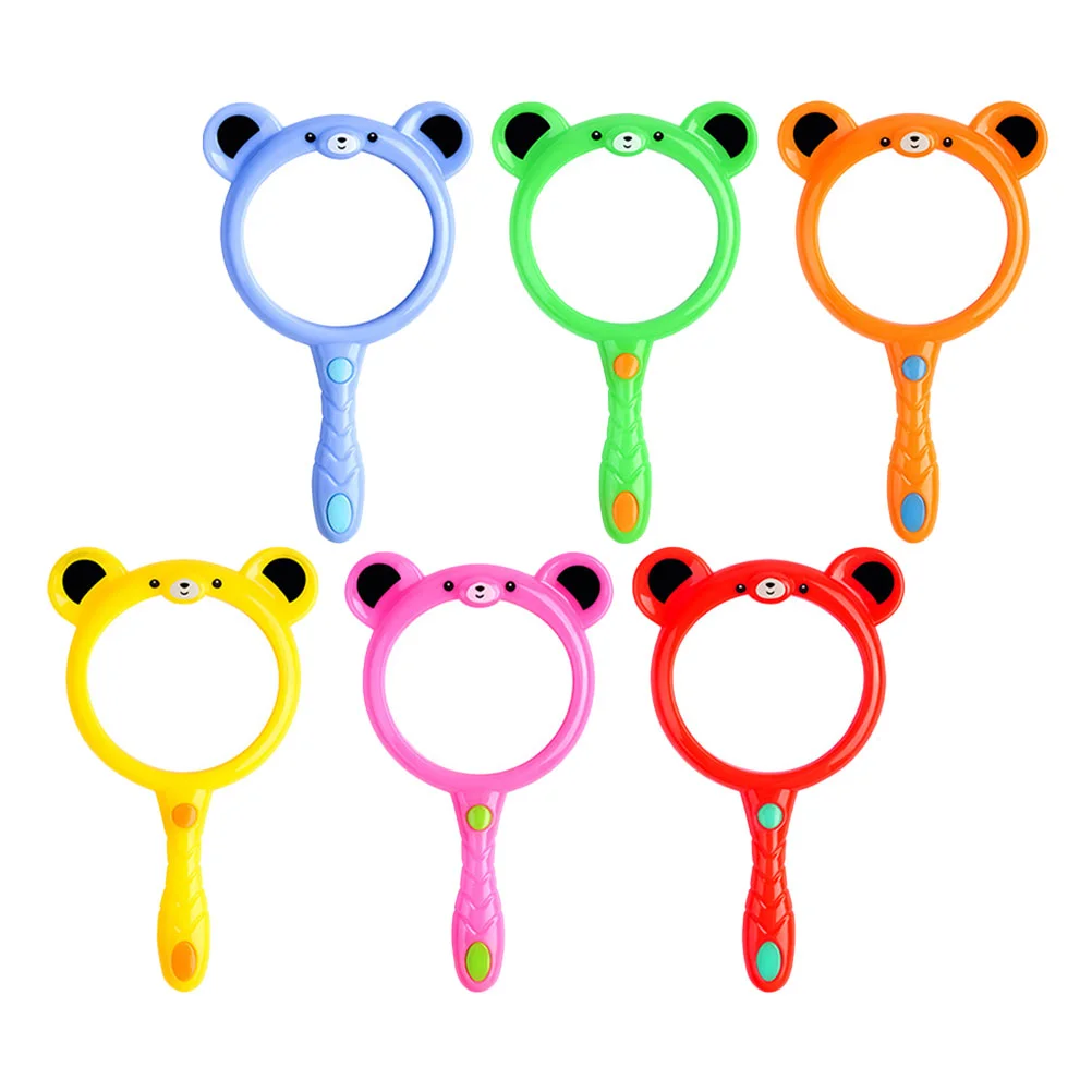 6 Pcs Children's Cartoon Magnifying Glass Mini Magnifier Tool Toddler Science Handheld Pp Small Detailed Inspection