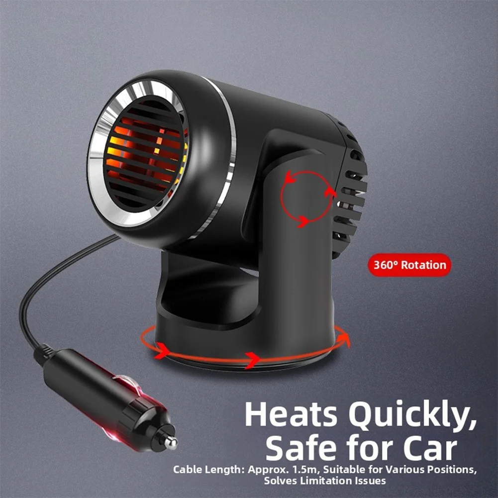 12 Volt Car Heater 2 in 1 Defroster and Cooling Function Heat Up 3 Seconds 360 Degree Rotation for Vehicle Interior