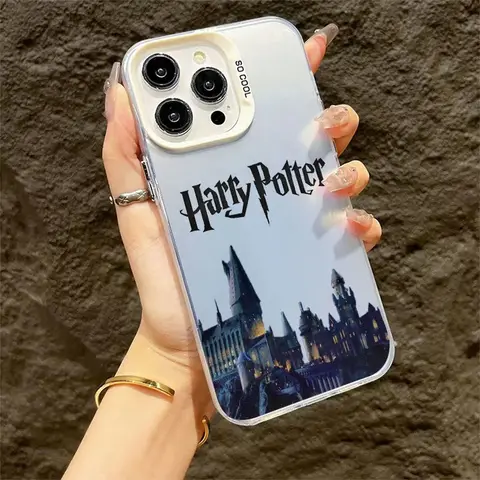 Para iPhone 11 12 13 Mini 14 Plus 15 Pro 16 Pro Max funda Harry Potter dibujos animados mágicos lente círculo piel cubierta dura del teléfono