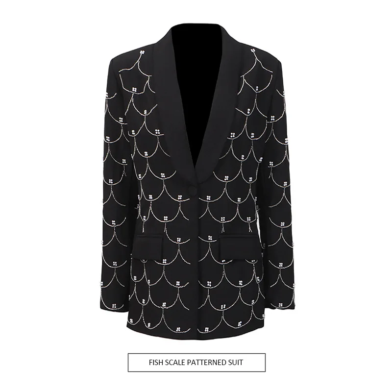 

Костюм Ele с V-образным вырезом и одной пуговицей Fi-sc, с узором, с завязкой на талии Jaet, 202, новый дизайн, женская верхняя одежда Sensation