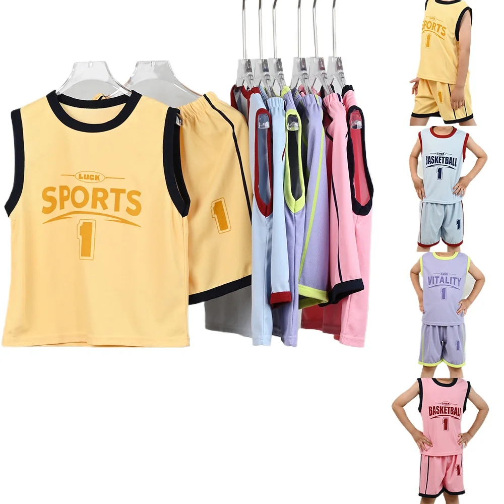 

Children Sets Kids Clothes Boys Girls Sports Vest Shorts Suit Summer Children's Clothing Baby T-Shirts Shorts Basketball Suit