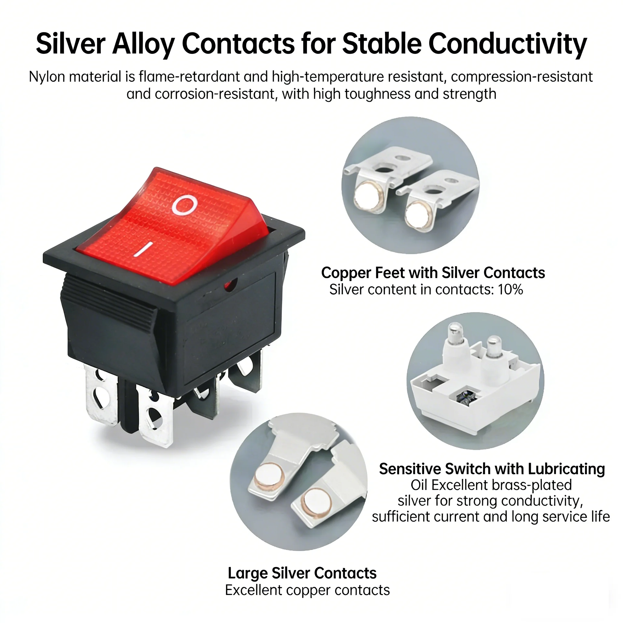 KCD4 Rocker Switch ON-OFF 2 Position 4 Pins /6 Pins Electrical equipment With Light Power Switch