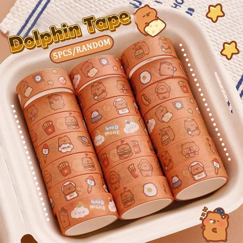 5Pcs Capybara Tape Hand Account Decorative Tape Collage Planner DIY Collage School Stationary Sticker