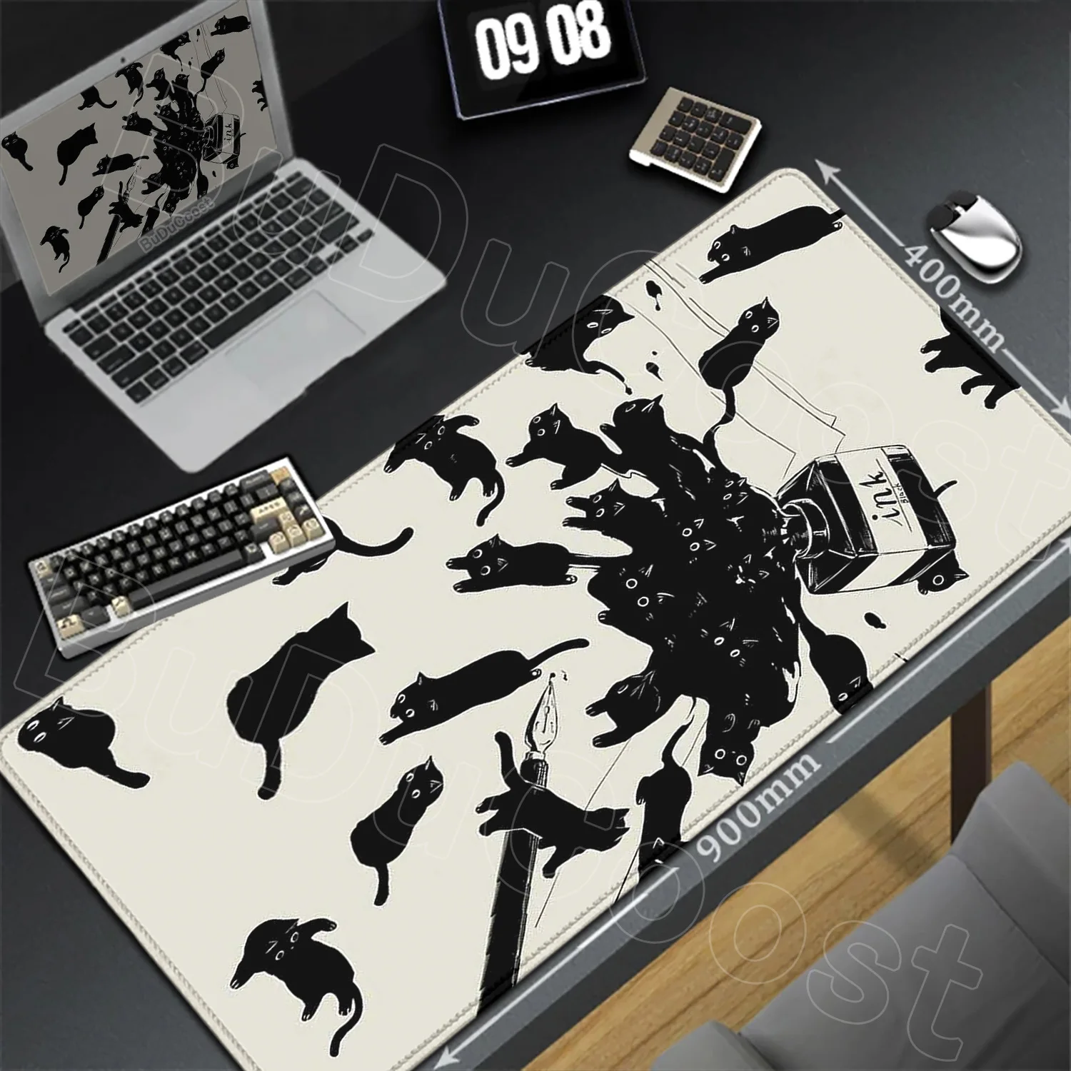 

Black Cat Mousepad Large Office Computer Desk Mat Table Keyboard Big Mouse Pad Laptop Cushion Non-slip Rubber Deskpad Home Decor