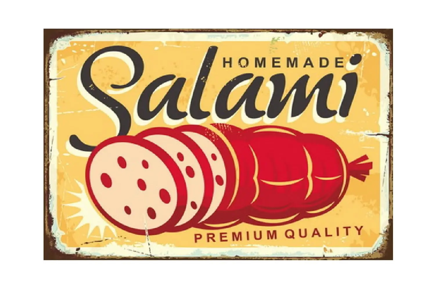 Retro Tin Sign Metal Poster Vintage Wall Decor, Homemade Salami Premium Quality, for Pub Restaurants Cafe Club Plaque Man Cave W