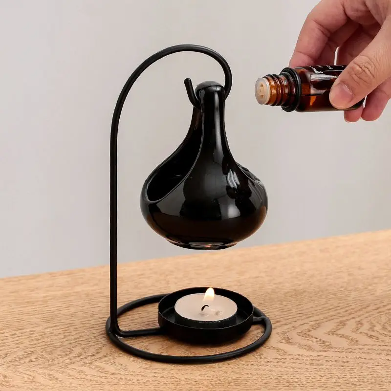 Luxury Teardrop Ceramic Essential Oil Burner Hanging Candle Wax Warmer Minimalist Aromatherapy Lamp Home Office Spa Decor