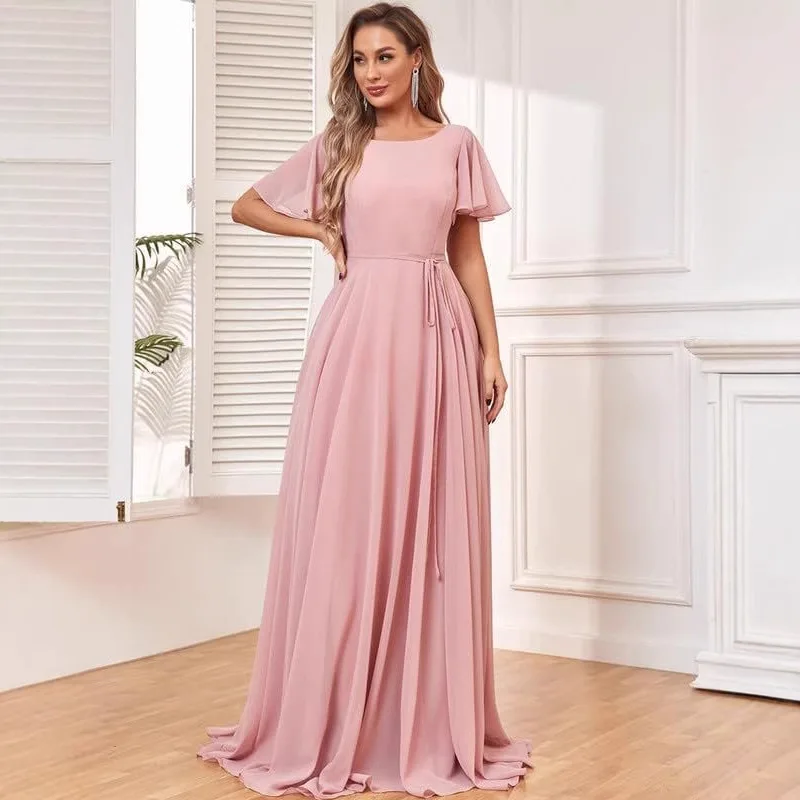 N124 Aangepaste chiffon formele gelegenheidsjurken Sweet Memory vloerlengte lila groen wit geel zwart roze bruidsmeisjesjurk