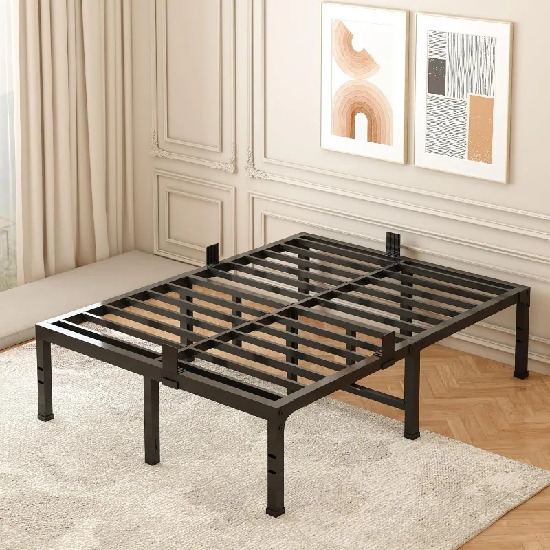 

Queen Bed Frame 18 inch Heavy Duty Metal Platform Bed Frame Queen Size Support Up to 3500 lbs,No Box Spring Needed/No Shaking/