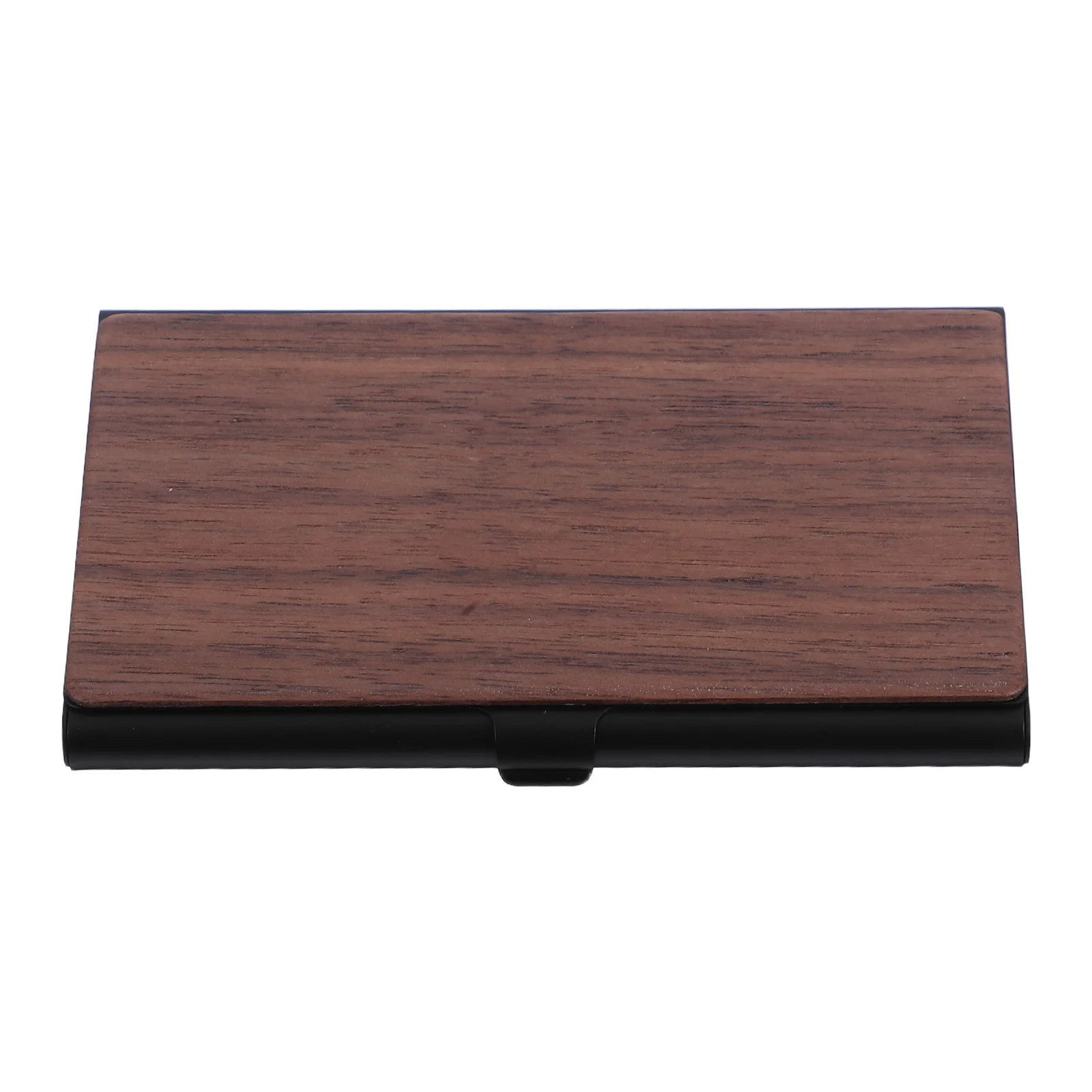 

Wooden Business Card Holder Wood Grain Design Compact Portable Name Card Case Desktop Organizer For Office Men Women Slim