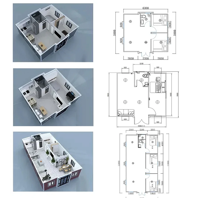 Expandable Container House Living 3 Bedroom Folding Modular Homes 20ft 40ft Prefab House Expandable Office Container House