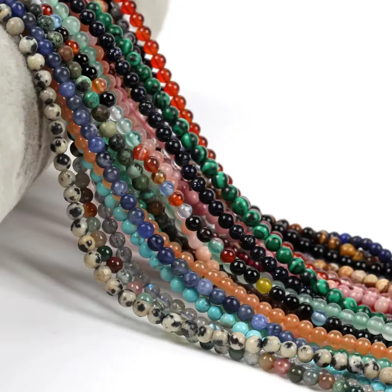 2mm 3mm 4mm Kleine Natürliche Heilkristall-Perlen aus Achat und Amethyst für DIY Armbänder, Halsketten und Schmuckherstellung, Runde Lose Perlen