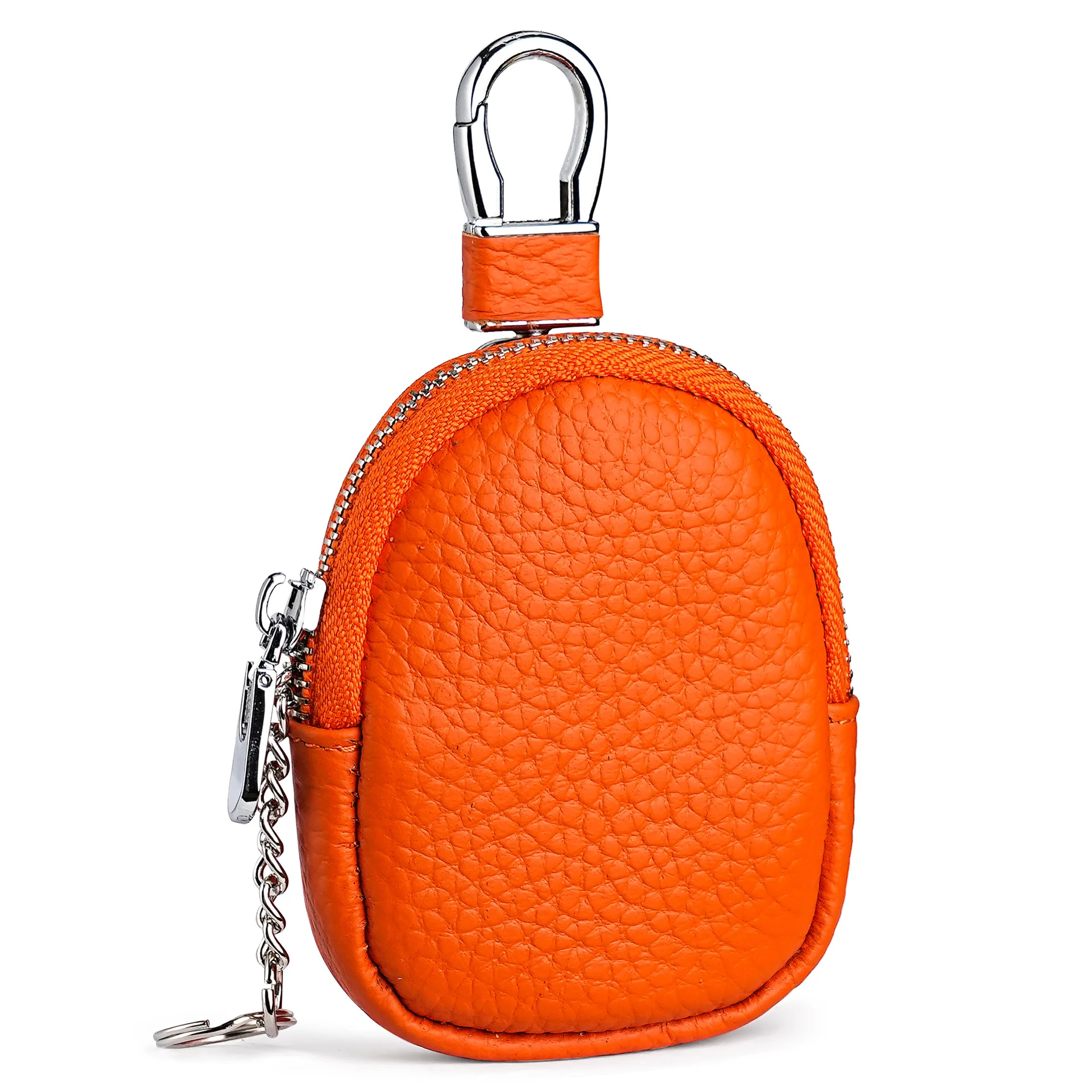 

Мужской чехол для ключей от автомобиля, держатель для ключей из натуральной кожи, портативный металлический крючок и брелок на молнии, сумка для дистанционного брелка, маленький кошелек для ключей