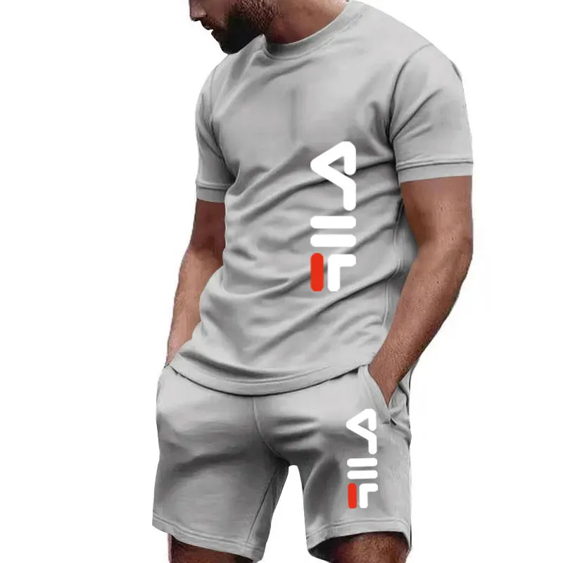 T-shirt à manches courtes et objectifs pour hommes, ensemble sportif décontracté, séchage rapide, mode fitness, nouveau, 2024, ensemble 2 pièces