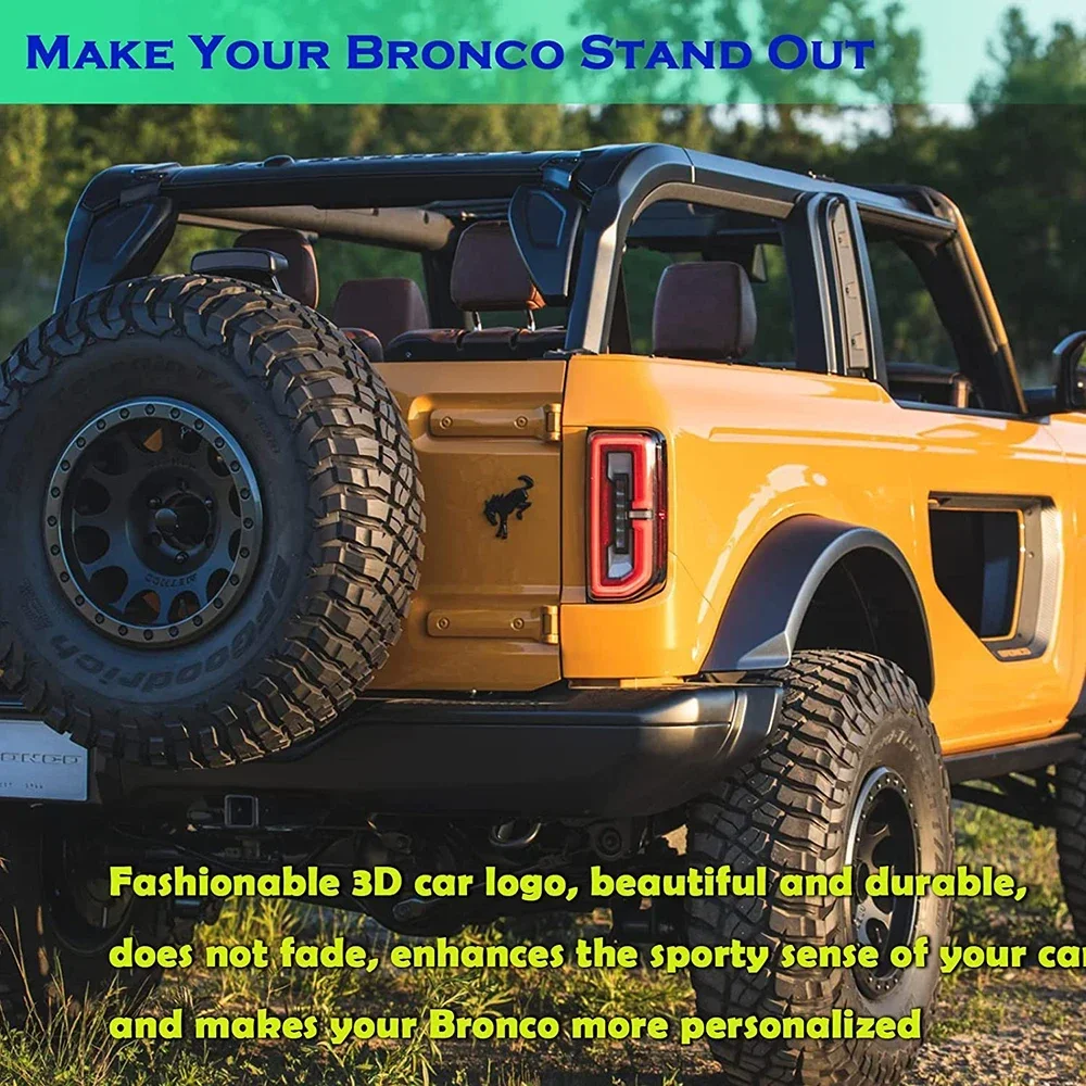 1Pcs Bronco Rear Tailgate 3D Horse Badge Emblem Decal Logo Sticker for Ford Bronco Accessories