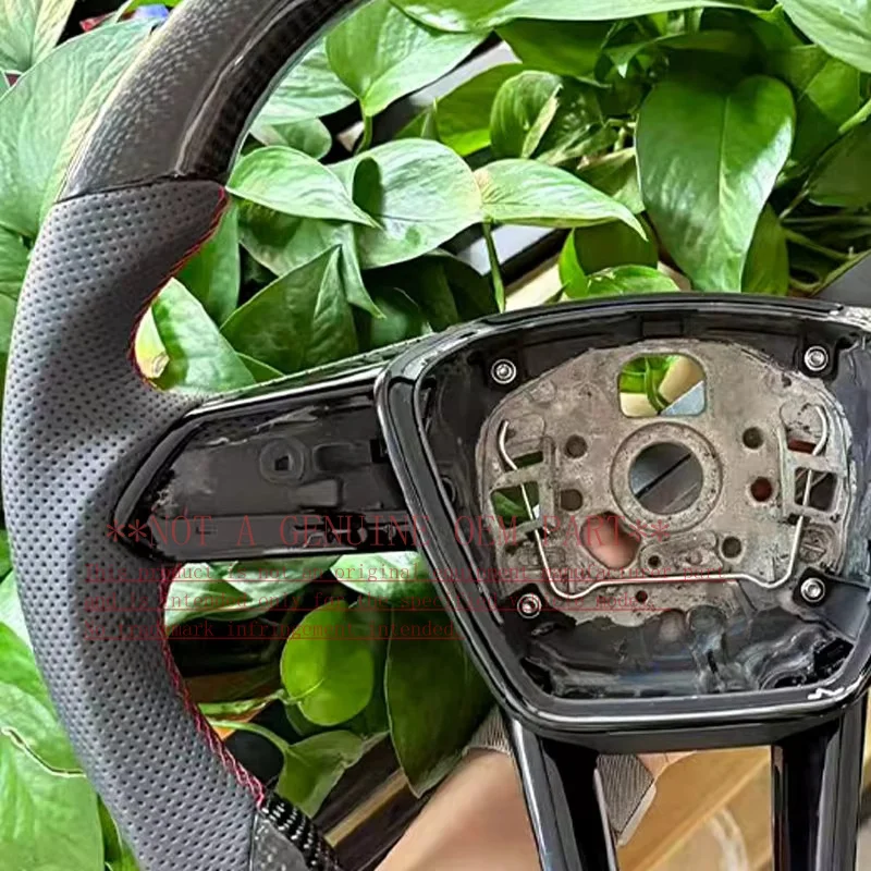 For Audi Sport Style Carbon Fiber Steering Wheel Horn Cover For A6 C8 A7 With Button Frame And Black Frame