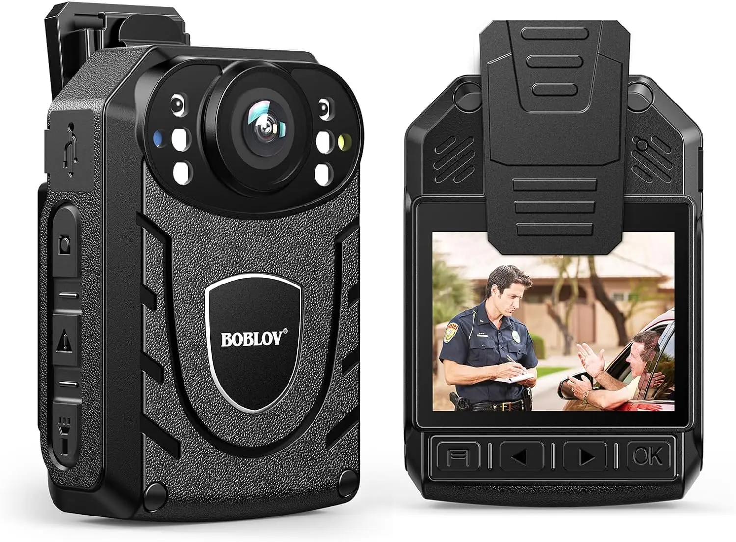 BOBLOV KJ21 1296P Body Camera - 256GB Expandable Storage, 10Hrs Night Vision Recording, Wearable Action Cam for Police/Delivery