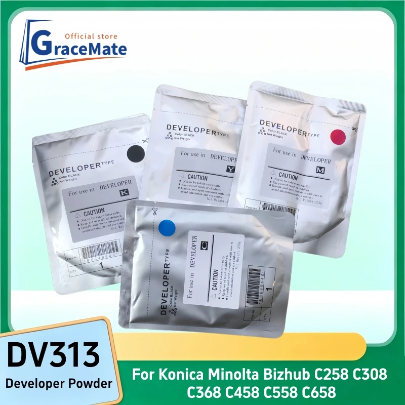 4PCS/1Set DV313 Developer Powder for Konica Minolta Bizhub C258 C308 C368 C458 C558 C658 High Quality Compatible Japan Carrier