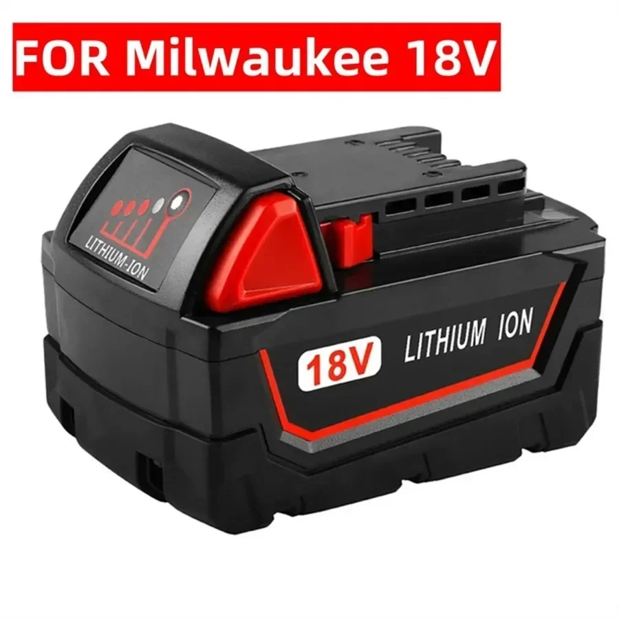 For Milwaukee M18 Power Tool Battery, Charger, 18V 6000mAh, BR, XC, 18V, M18B5, 48-11-1860, Built-in 18650 Battery