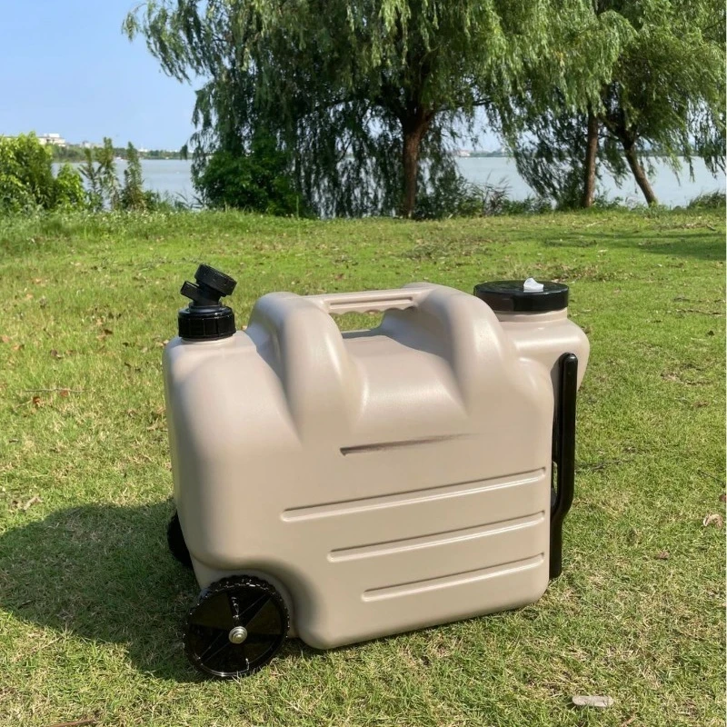 Outdoor Camping Portable Tie Rod Bucket with Wheels Faucet Large Capacity Kettle Car Water Storage Tank