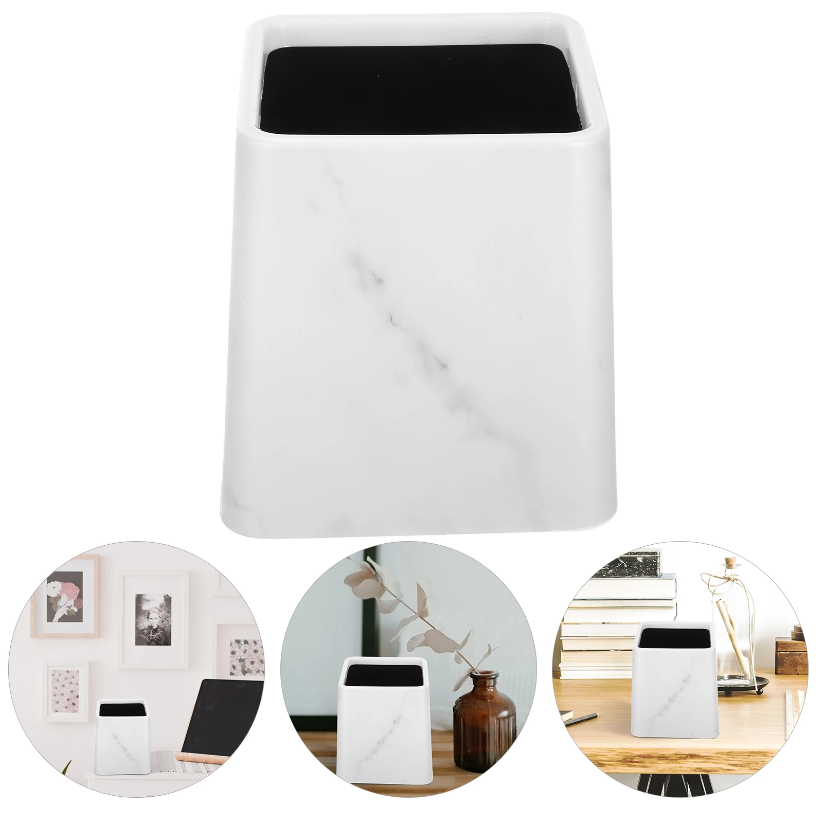 

Desktop Trash Can White PP Small Waste Basket for Kitchen Bedroom Bathroom Office Garbage Bin Easy Clean