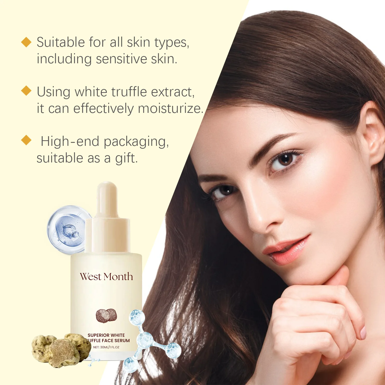 White Truffle Face Serum Delay Ag-ing Reduce Wr-inkles Wh-itening Dullness Fade Fine Lines Deep Moisturizing Nourishing Essence