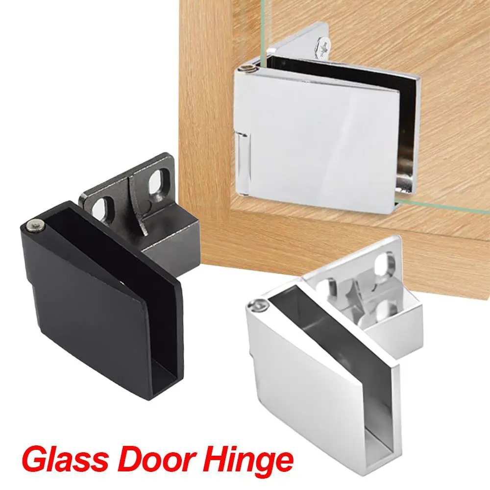 1pair Zinc Alloy Self-closing Glass Door Hinge No Drilling Frameless Clamp Side Mounted Hardware Furniture Accessories