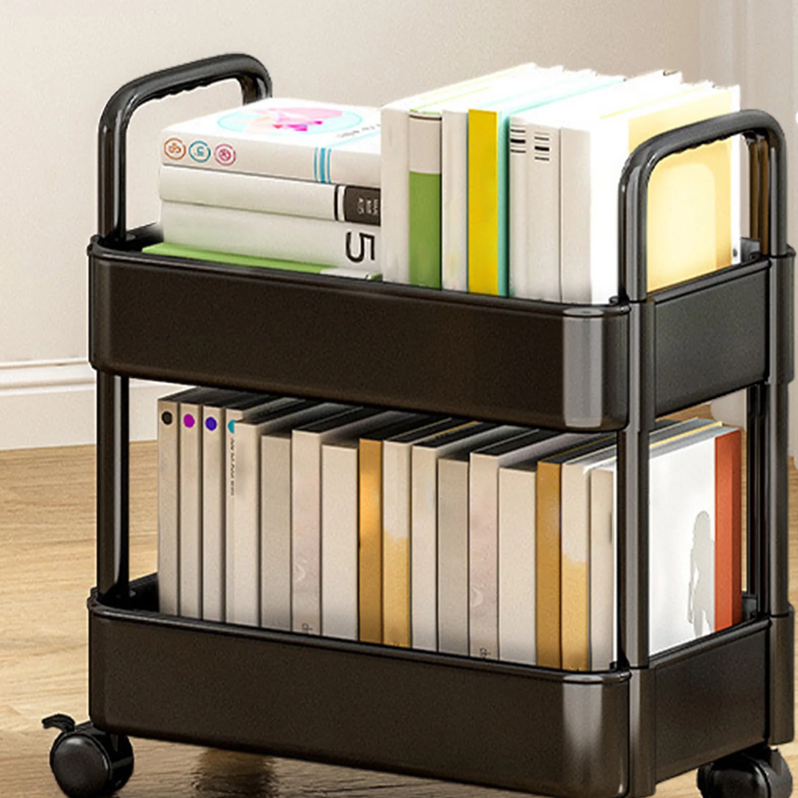 Plastic Rolling Storage Cart Easy Assembly Max Load Capacity Storage Rack Suitable for Living Room