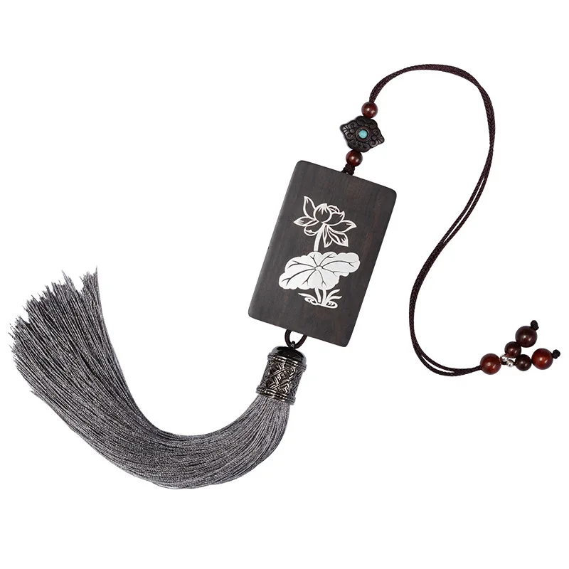 

925 Anemone, ebony fringed car hanging rearview mirror safe access adjustable car decoration pendant