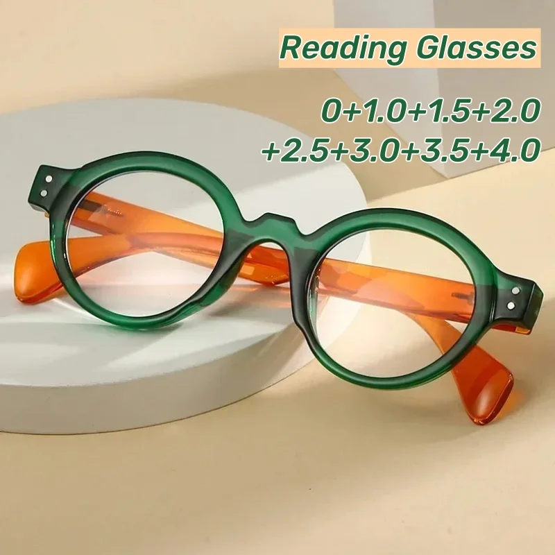 

Retro Large Frame Round Reading Glasses Woman 2025 Models Trend Fashion Spring Leg Anti-blue Light Presbyopia Glasses