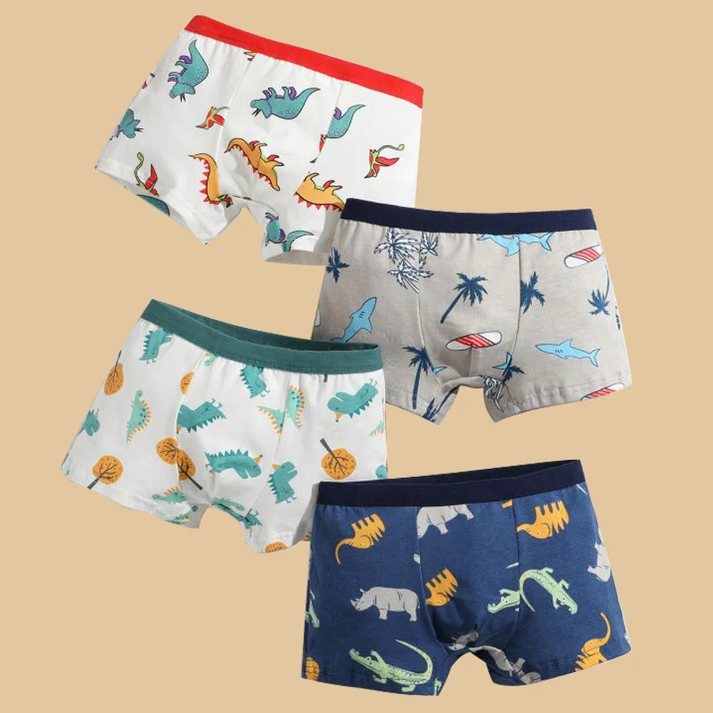 4pcs/Lot Boys Boxer Briefs Kids Cotton Underwear Baby Boy Underpants Teenager Cartoon Print Soft Children Panties 2-15Y 2024 New