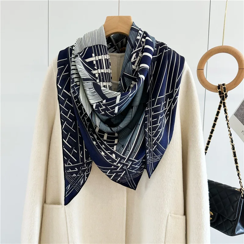 Luxury Wool Scarves Wraps Triangle Wool Shawl Cape Coat Poncho Double Sided Printing