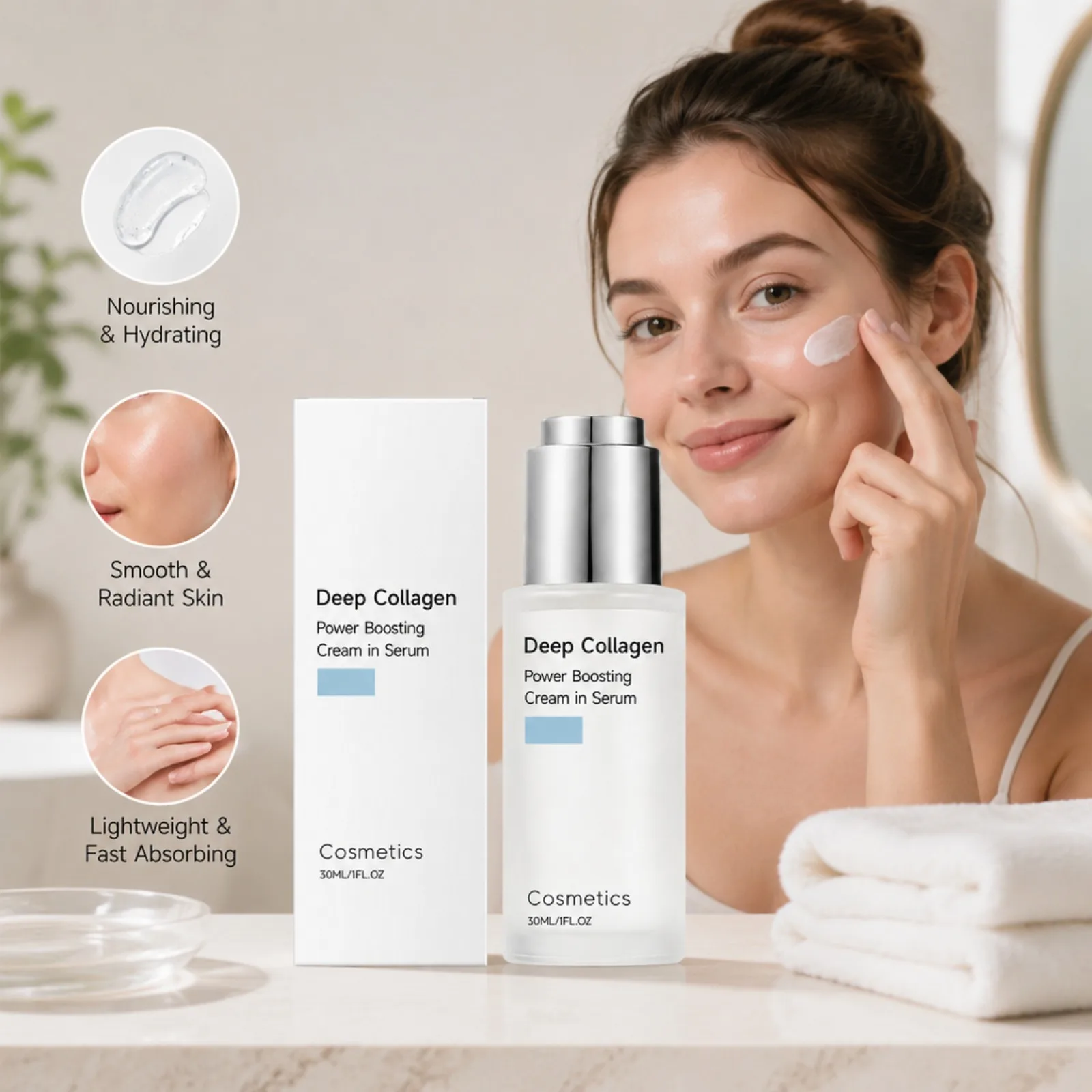 Tiefenwirksames Kollagen-Revitalisierungs-Essenz Reduziert Feine Linien Verkleinert Poren Hydratisiert Verbessert Trockene Haut Straffendes Serum Hautpflege