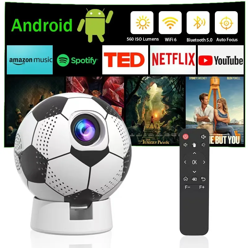 

Android smart projector 4K auto focus screen projection home office projector Wifi6 BT5.0 1280*720P Outdoor Projetor