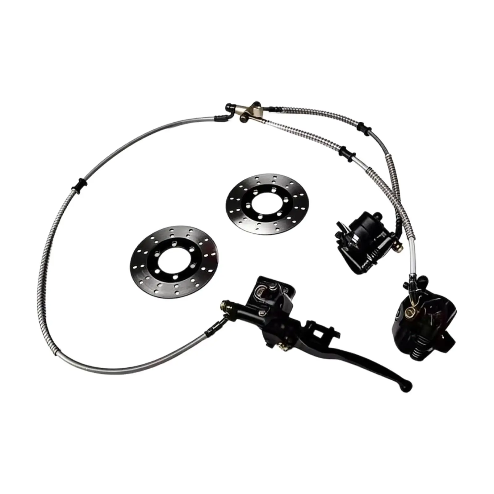 

Front Hydraulic Twin Brake Caliper Assembly Metal Go Kart Brakes for 4 Wheeler Quad ATV UTV Golf Cart Replacement Parts