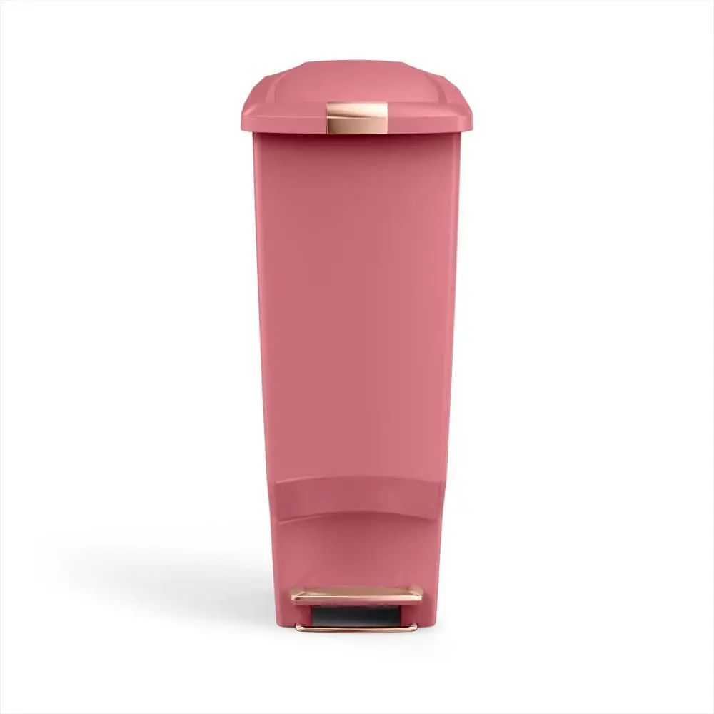 

40 Liter / 10.6 Gallon Hybrid Slim Kitchen Step Trash Can with Secure Slide Lock, Blush Plastic