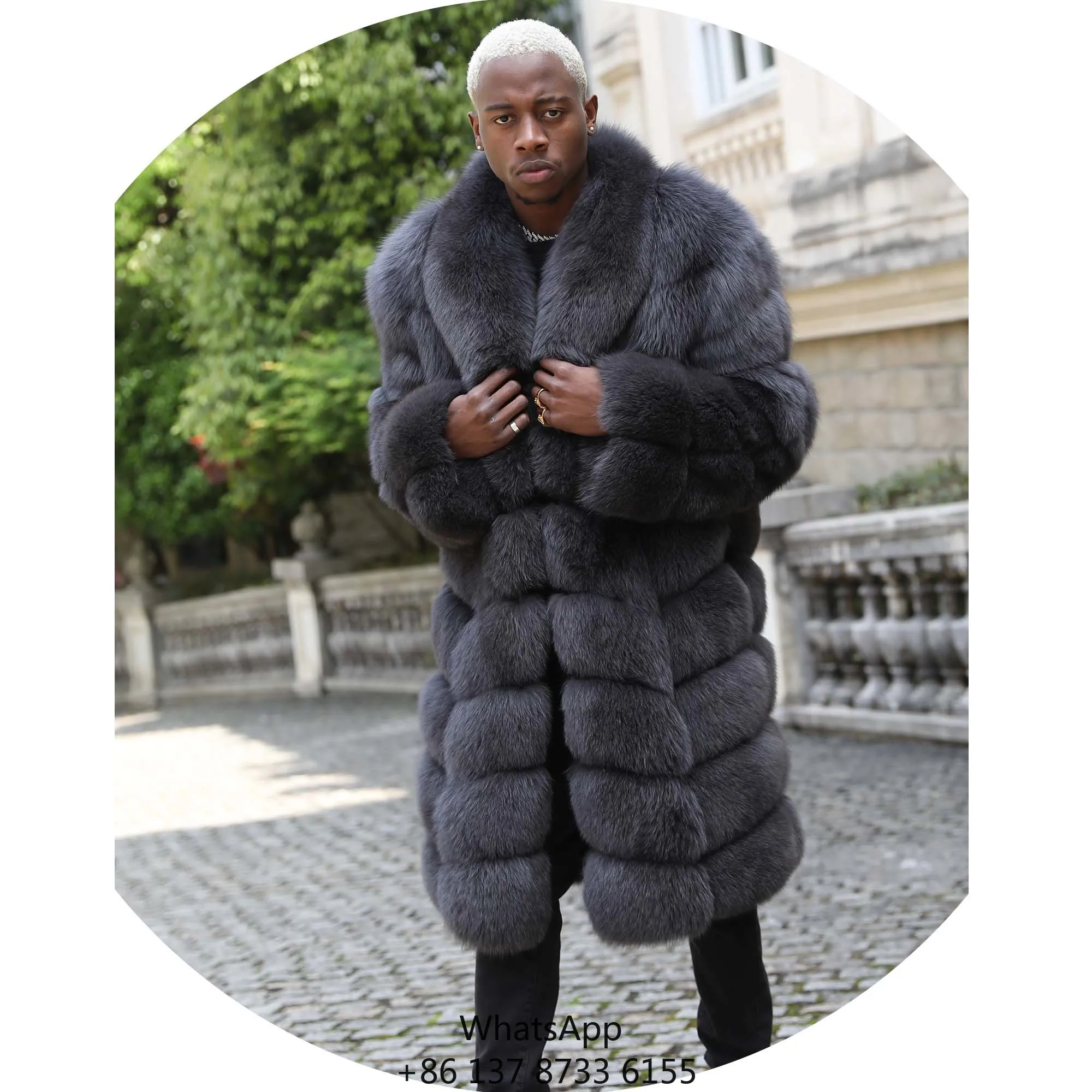 

Men Custom Design Available Genuine Thick Real Fox Fur Jacket