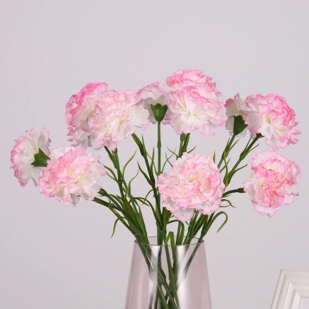 

10Pcs Hand-feel Moisturizing Carnation Artificial Flowers Mother's Day Gift Real Touch Flowers Wedding Decor Home Party Floral