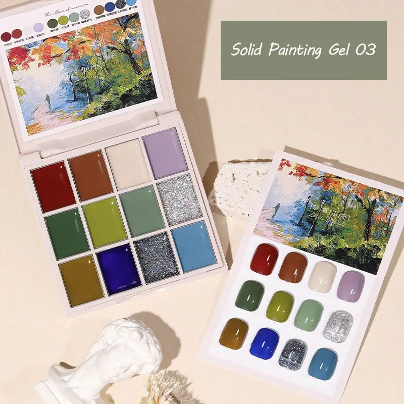 Solid Nail Polish Glue 5/12/16 Colors Set Manicure Semi Permanent Varnish Glue Jelly UV Nail Gel Cream Nail Polish Palette