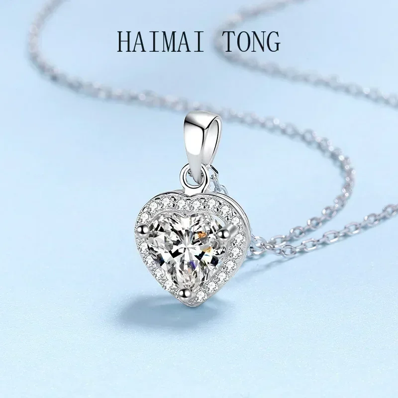 

Ladys GRA блестящее сердце кулон муассанит бриллиантовое ожерелье для женщин роскошная оригинальная платиновая цепочка PT950 дизайнерские ювелирные изделия
